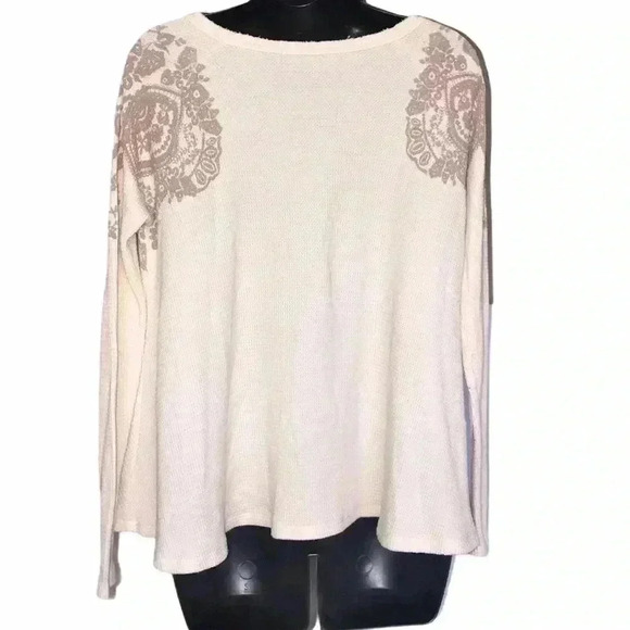 We The Free Waffle Knit Printed Top Size S - Picture 3 of 6